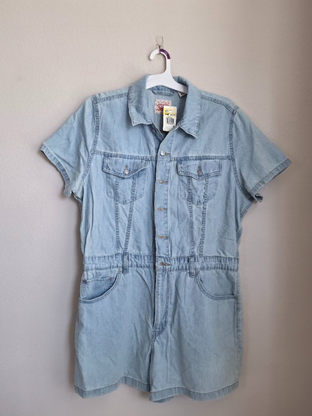 Levi's Women's Type 3 Light Wash Denim Short Sleeve Romper NWT XXL
